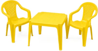 Pro garden kinder tuinset - geel - kunststof - kindertafel en stoeltje - binnen/buiten