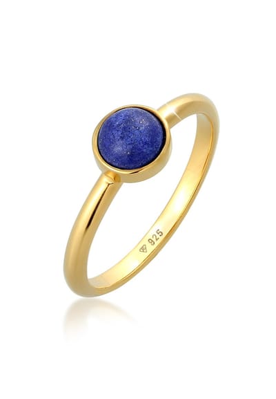 Elli PREMIUM - Ring - Dames Solitaire Effen met Lapis Lazuli Edelsteen in 925 Sterling Zilver - Dames