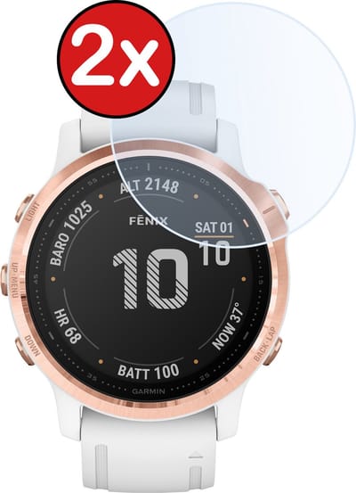 Screenprotector - 2 Stuks - Geschikt voor Garmin Fenix 6s Pro - Sterk & Shockproof - Tempered Glass - Gehard Glas - Beschermglas Screen Cover - Bescherm Protector voor Smartwatch