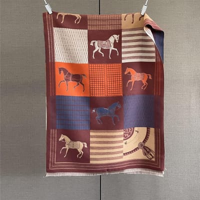 Luxe Kasjmier Poncho Sjaal Voor Vrouwen Winter Warm Dikke Pashmina Sjaal Paardenprint Reis Sjaal Deken Vrouwelijk Bufanda One Size brown