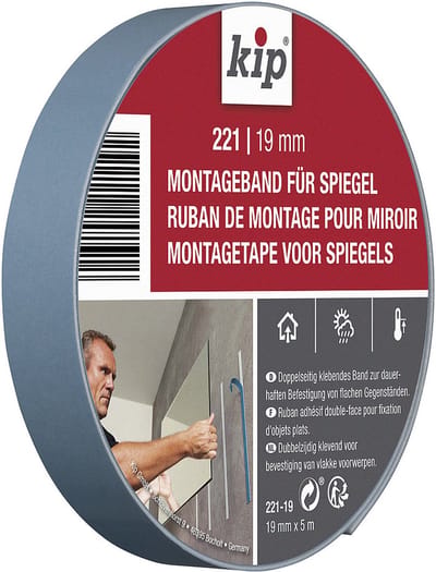 Kip - Spiegelband Montagetape - Blauw - 19mmx5m - Dubbelzijdig klevend polyethyleenschuim voor permanente bevestiging van spiegels - Uiterst sterke kleefkracht en vochtbestendig - Ideaal voor tegels, metaal, glas en keramiek - Tot 90°C