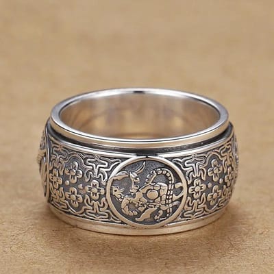 Klassieke Stijl Draaibaar/Vier Grote Goddelijke Beesten Dominerend Herenringen Vintage Brede Ring Verfijnde Charme Sieraden 11