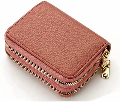 Go Go Gadget - Portemonnee - Dubbele rits - Pasjeshouder - Contant geld - 11.5x8.5x4 cm - 1 stuk - Oud Roze