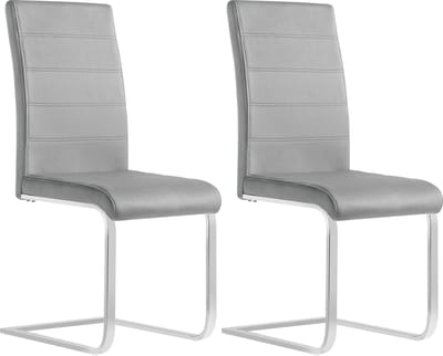 BukkitBow - Eetkamerstoel / Keukenstoel - Cantilever Stoel - Velvet/Fluweel Stoel - met Metalen Onderstel - Zithoogte 48.5CM - Set van 2 Stuks - Donker Grijs