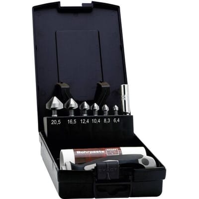 Exact HSS-Kegelsenker-Bitsatz 90° 6,3-20,5mm plus6 1605649 Kegelverzinkboorset 8-delig 6.3 mm, 8.3 mm, 10.4 mm, 12.4 mm, 16.5 mm, 20.5 mm HSS 1/4 (6.3