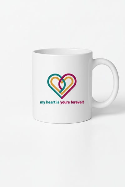 Mok met Gevlochten Harten en Tekst 'My Heart is Yours Forever!' - Liefdevol Cadeau