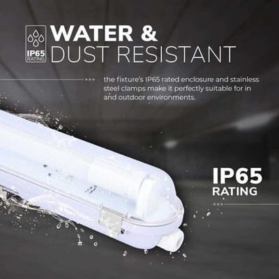 HOFTRONIC - LED TL armatuur 120cm - IP65 waterdicht - Incl. 18 Watt 1700lm (110lm/W) LED TL buizen - 4000K Neutraal wit licht 840 - Flikkervrij - 30.000 branduren - 3 jaar garantie - RVS Clips