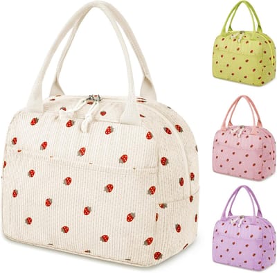 Geïsoleerde lunchtas voor dames, zachte en opvouwbare geïsoleerde lunchtas, lunchtas met waterdichte voering, praktische lunchbox voor student/kantoor/picknick (beige)