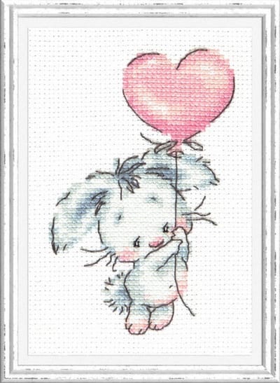 Borduurpakket - Konijn Aan Ballon