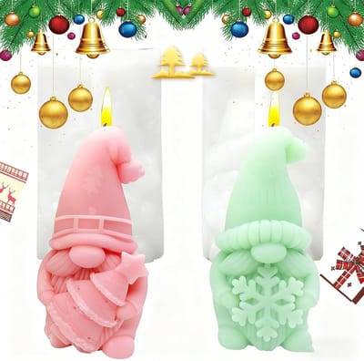 2 Stuks 3D Siliconen Mallen voor Kerstelfen, Perfect voor Kaarsen en Kerstdecoratie, Ideaal voor Creatieve DIY Projecten