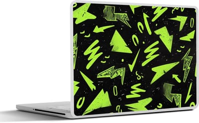Laptop sticker - 10.1 inch - Gaming - Vormen - Pijlen - Abstract - Zwart - 25x18cm - Laptopstickers - Laptop skin - Cover