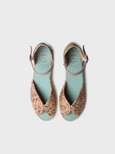 Espadrilles met sleehak voor dames in veelkleurige stof | BRUNA