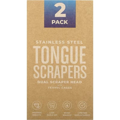 basicConcepts, Gratte-langue en acier inoxydable, lot de 2 beige