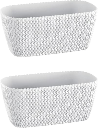 2x Kunststof splofy plantenbak/bloembak wit 30 cm - Tuin decoraties