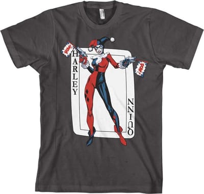 DC Comics Batman Heren Tshirt -S- Harley Quinn Card Games Grijs
