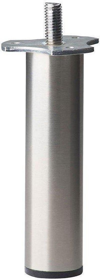 FLE - Stalen meubelpoot rvs look rond ø 3 cm en hoogte 19 cm (M8)