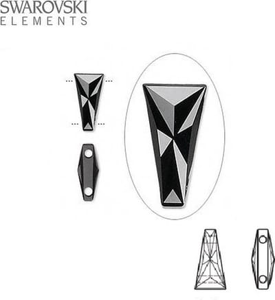 Swarovski Elements, 12 stuks Swarovski Keystone kralen met 2 rijggaten, 13x7mm, jet, 5181