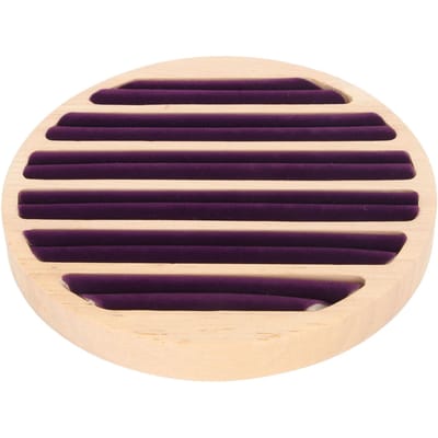 6 Sleuven Ronde Ring Oorbellen Schalen Stapelbare Krasbestendige Houten Sieradendoos Ringhouder beige