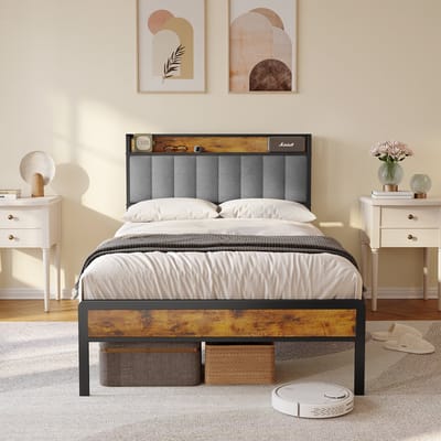 Bealife BF25 Bedframe - 200 x 120 cm - met Opslaghoofdsteun - Licht Grijs