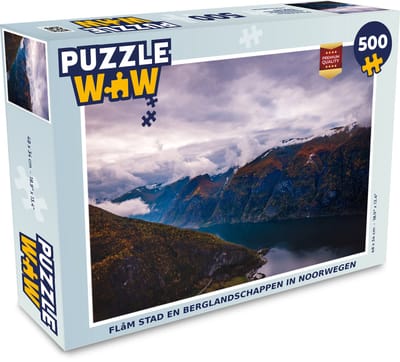 Puzzel Flåm stad en berglandschappen in Noorwegen - Legpuzzel - Puzzel 500 stukjes
