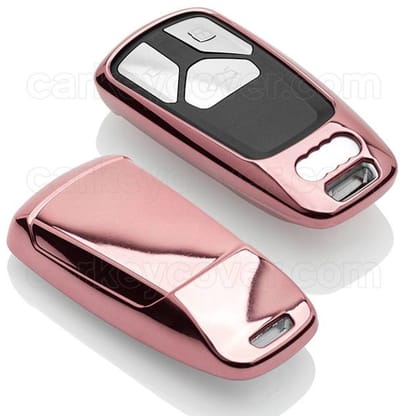 Autosleutel Hoesje geschikt voor Audi - SleutelCover - TPU Autosleutel Cover - Sleutelhoesje Rose Goud Hoogglans