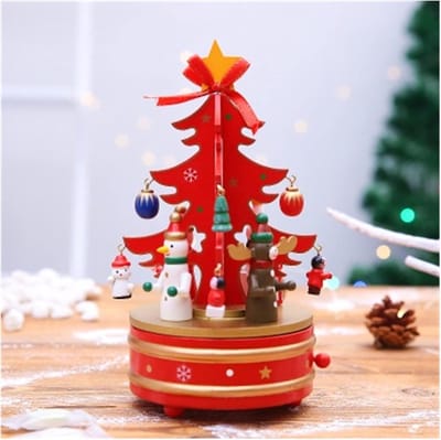 Houten Muziekdoos - Kerst Decoratie - Muziek Afspelen - Traditionele Wind Up - Zoals Afgebeeld - Blauw
