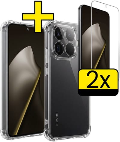 Hoesje - Met Screenprotector - 2 Stuks - Geschikt voor Xiaomi 15T Pro - Sterk & Shockproof - Siliconen Case - Back Cover - Telefoon Hoes - Shock Proof - Telefoonhoesjes - Transparant
