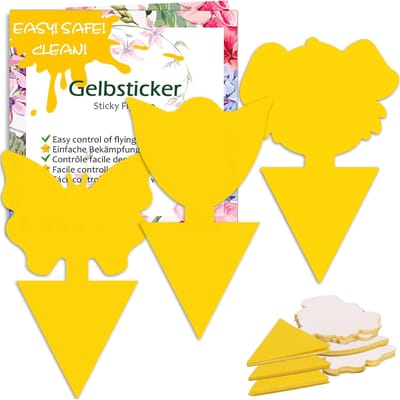 MONTKIARA Gele Lijmvallen Kamerplanten Set van 30 – Tegen Rouwmuggen, Wittevlieg & Bladluizen – Dubbelzijdig – Waterbestendig – Niet-Toxisch – 15x13 cm