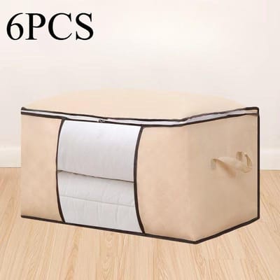 6 stuks extra grote opbergtassen van 23,78 gallon (ca. 95 liter) met ritssluiting en deksel - Opvouwbare en duurzame opbergtas voor kleding en beddengoed.