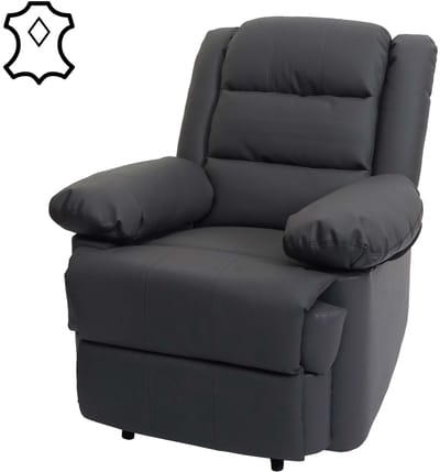 Televisiefauteuil MCW-G15, relaxfauteuil, ligfauteuil, leer + kunstleer 101x87x100 cm ~ grijs