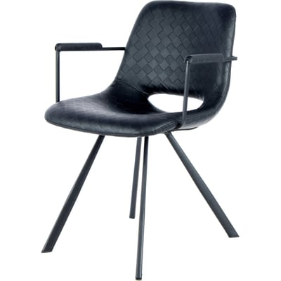 Padiro eetkamerstoelen set van 2 - zwart - linnen look - zonder armleuningen - zwart metalen onderstel