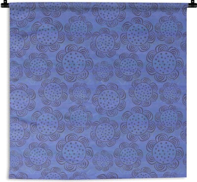 Wandkleed - Wanddoek - Bloemen - Patronen - Blauw - 180x180 cm - Wandtapijt