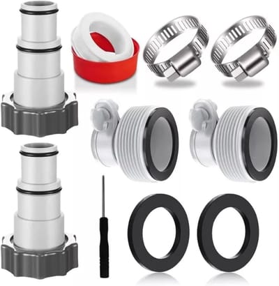 Zwembadslangadapterset - 1,5 Inch Naar 1,5 Inch Conversieset - Lekvrije Kunststof + Metalen Fittingen - Geschikt Voor Zwembadonderhoud