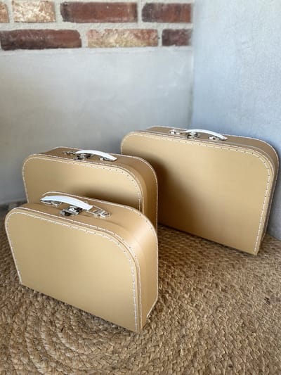 Set van 3 koffertjes karton oudbruin