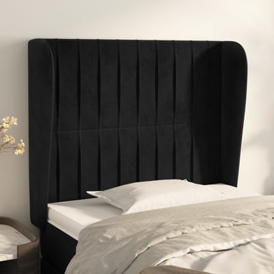 vidaXL - Hoofdbord - met - randen - 103x23x118/128 - cm - fluweel - zwart