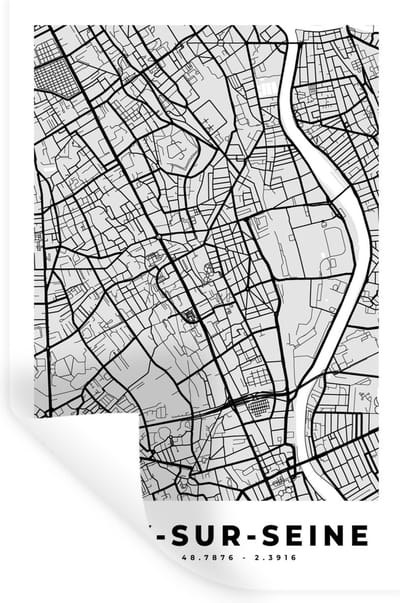 Muurstickers - Sticker Folie - Kaart - Stadskaart - Frankrijk - Vitry-sur-Seine - Plattegrond - 20x30 cm - Plakfolie - Muurstickers Kinderkamer - Zelfklevend Behang - Zelfklevend behangpapier - Stickerfolie