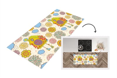 Keukenloper - Loper keuken - Koekoeksklok - Patronen - Paddenstoel - Bloemen - 120x50 cm - Keukenloper vinyl