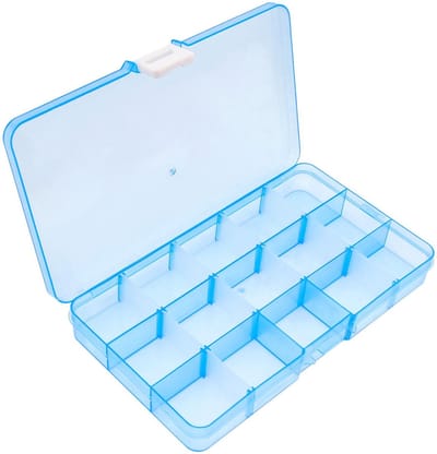 Dailygoods- Opbergdoos met Verstelbare Verdelers - Plastic Organizer - Sieraden Opslag - Kantoorbenodigdheden - 17x10CM - Blauw - Opbergcontainer