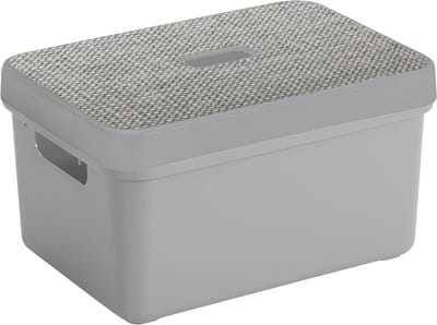 Sunware Opbergbox - lichtgrijs - 5 Liter - kunststof - met deksel - 25 x 18 x 12 cm - mand - kist