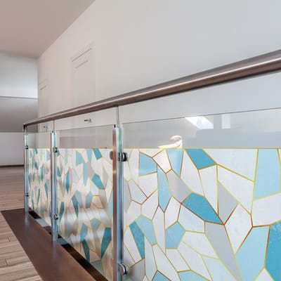Privacy raamfolie - XL blauw glas-in-lood - Stickers voor ramen en douchedeuren - 40x200cm