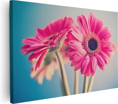 Artaza Canvas Schilderij Gerbera - 30x20 cm - Klein - Muurdecoratie Bloemen - Wanddecoratie Woonkamer - Kamer Accessoires