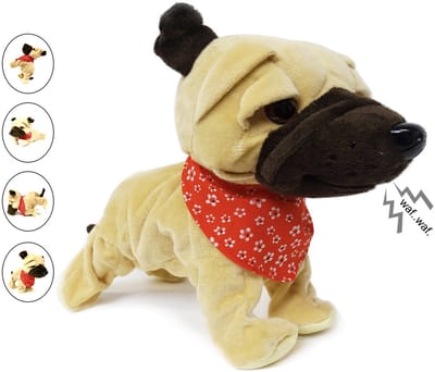 Voice Control Pets - Interactieve speelgoed puppy 29CM -blaft en beweegt op geluid detectie - Schattig mopshondje - doet verschillende kunstjes - ( incl. batterijen)