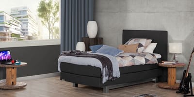 Boxspring 140x200 - Caresse Silver 4650 - Vlak - Meegestoffeerde Pocket Matrassen - Incl. 525 Topper - Urban Light Grey