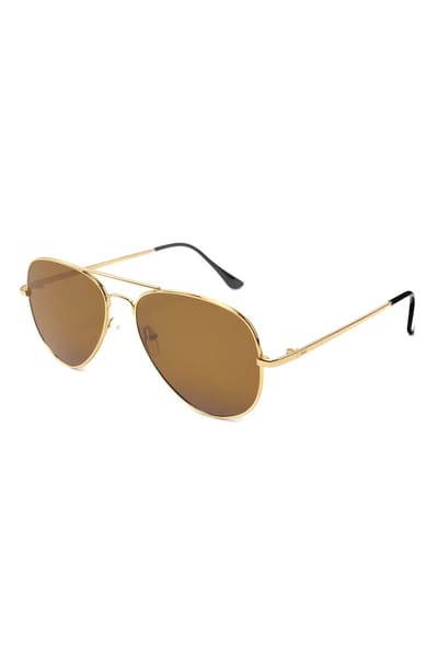 KIMU® Zonnebril Avator Heren - Goud Montuur - Bruine Glazen - Gouden Pilotenbril Seventies Vintage Retro Piloot Model Festival