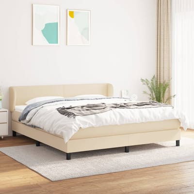 vidaXL - Boxspring - met - matras - stof - crèmekleurig - 180x200 - cm