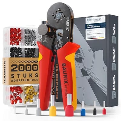 Krimptang met 2000 Adereindhulzenset - Draadeind Ferrule Tang met Krachtregelaar voor 0,25-10 mm²
