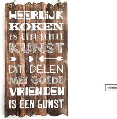 tekstbord heerlijk koken is een kunst Naturel