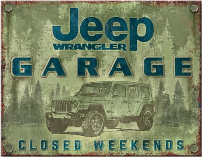 Jeep Garage . Metalen wandbord 40,5 x 31,5 cm.