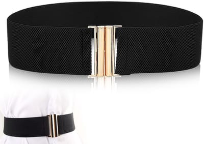 Dailygoody - Tailleriem voor dames - Verstelbare tailleband - Elastisch en comfortabel - Zwart - Vintage stijl - Ideaal voor elke outfit - One Size