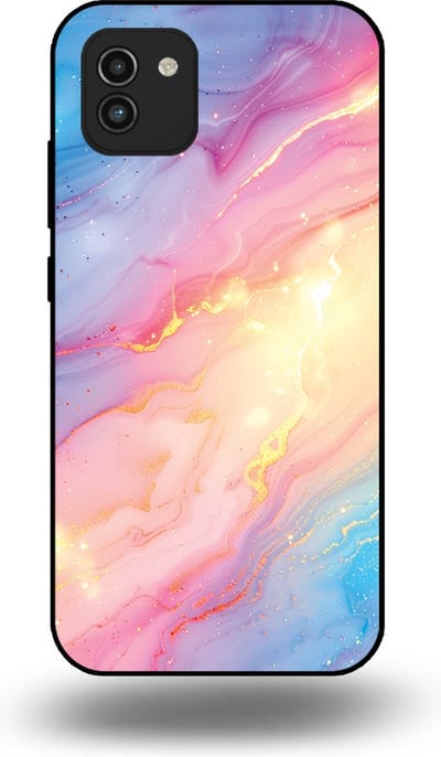Smartphonica Telefoonhoesje Geschikt voor Samsung Galaxy A03 met Regenboog Glitter Marmer Opdruk - TPU Backcover Case Rainbow Glitter Marble Design geschikt voor Samsung Galaxy A03